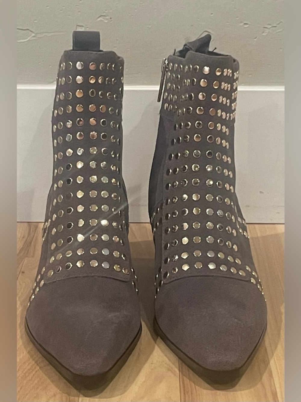 Cecilia New York - Studded Suede Gray Women's Ankle Boots Sz 8.5 NWOT.